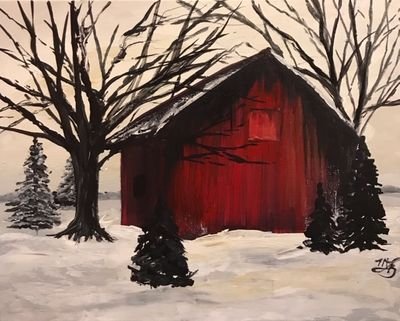 Winter Red Barn