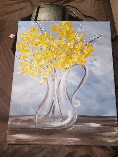 Yellow Flowers in a glass vase